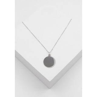 MUAU Schmuck  Anhänger Gravurplatte rund Weissgold 750, 18mm 