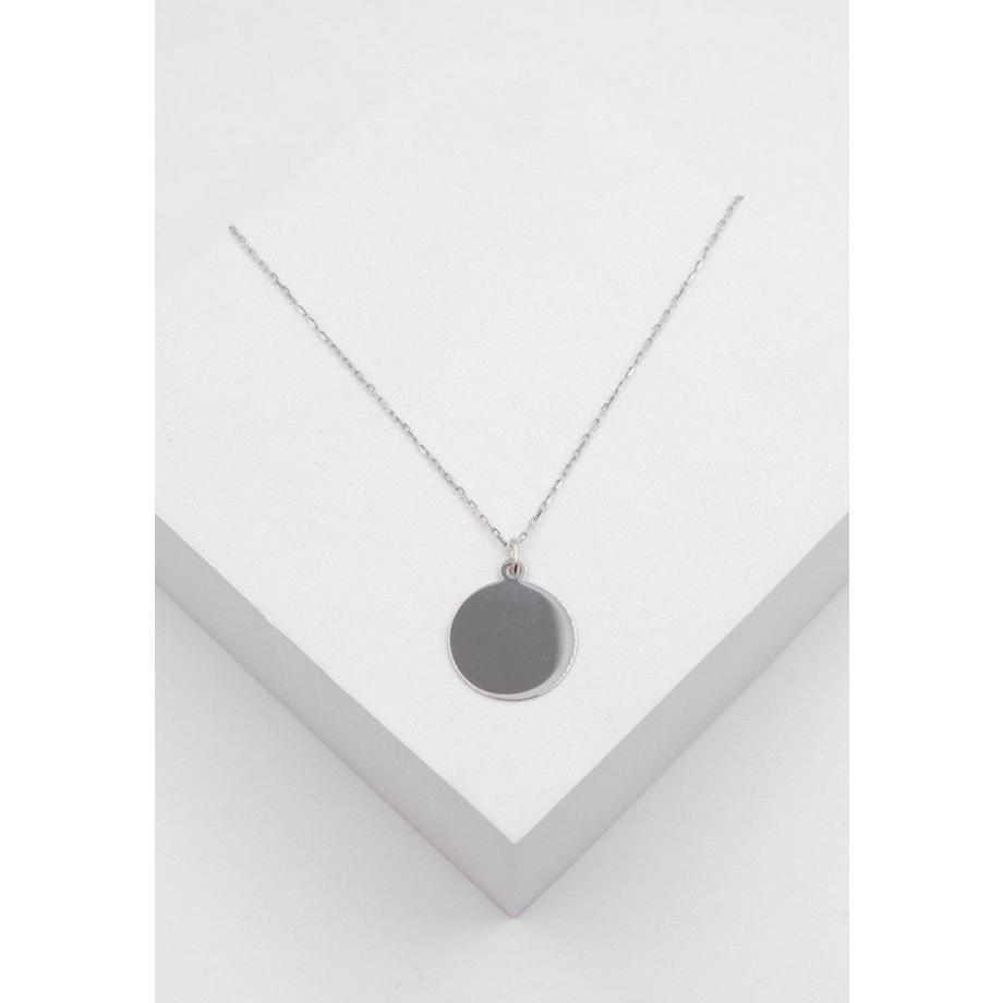 MUAU Schmuck  Anhänger Gravurplatte rund Weissgold 750, 18mm 