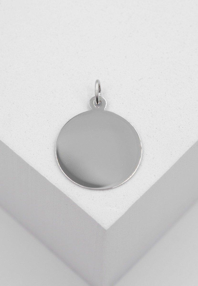 MUAU Schmuck  Anhänger Gravurplatte rund Weissgold 750, 18mm 