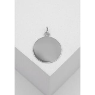 MUAU Schmuck  Anhänger Gravurplatte rund Weissgold 750, 18mm 