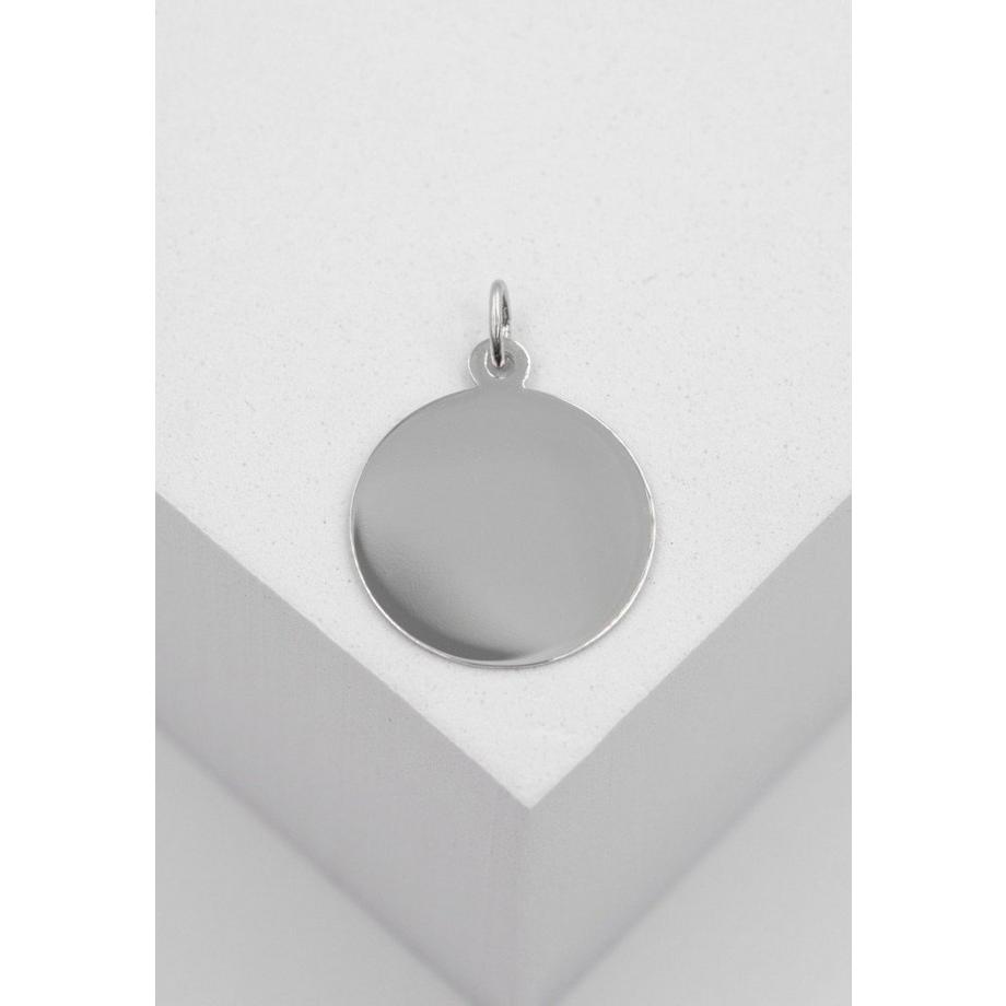 MUAU Schmuck  Anhänger Gravurplatte rund Weissgold 750, 18mm 