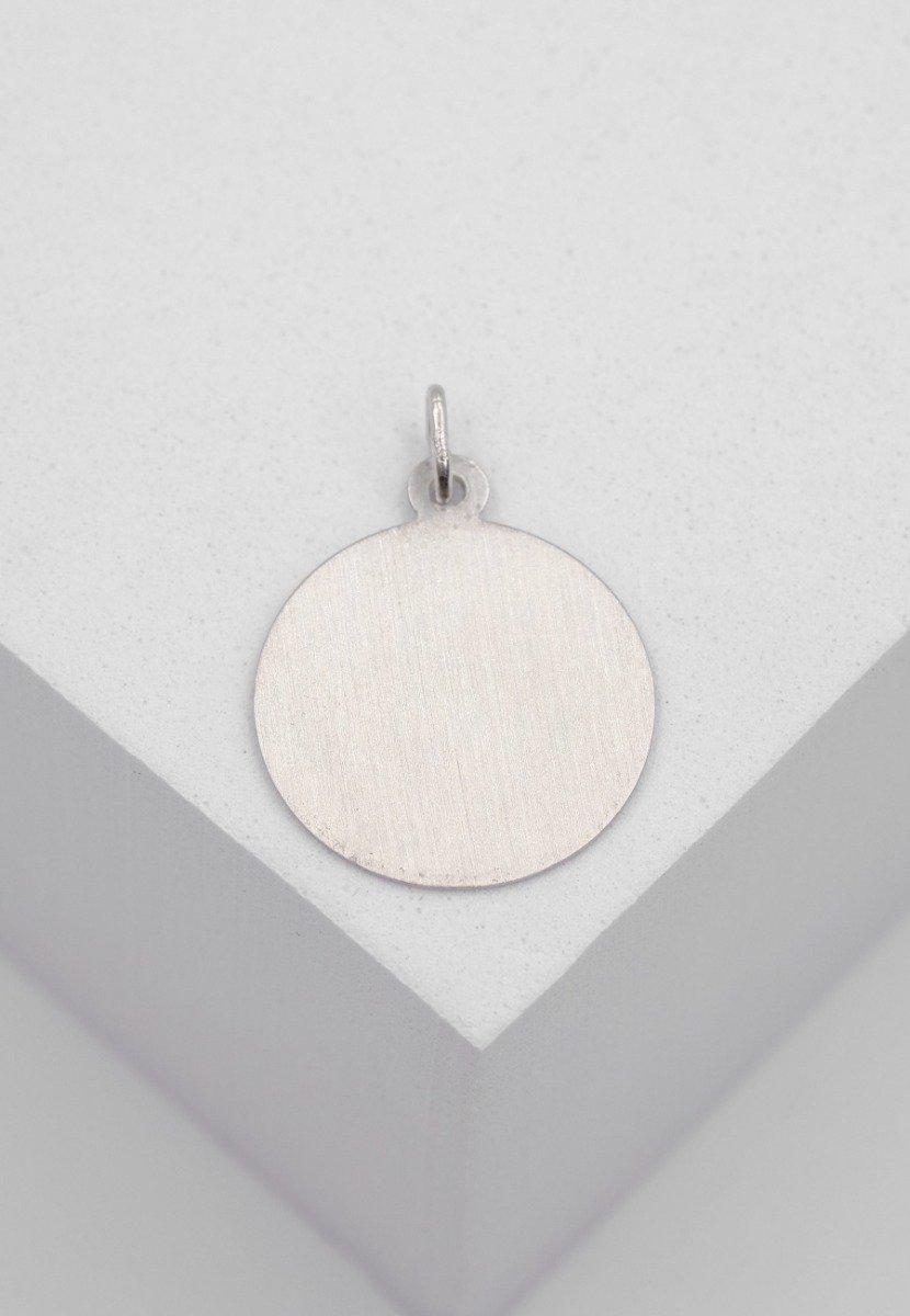 MUAU Schmuck  Anhänger Gravurplatte rund Weissgold 750, 18mm 