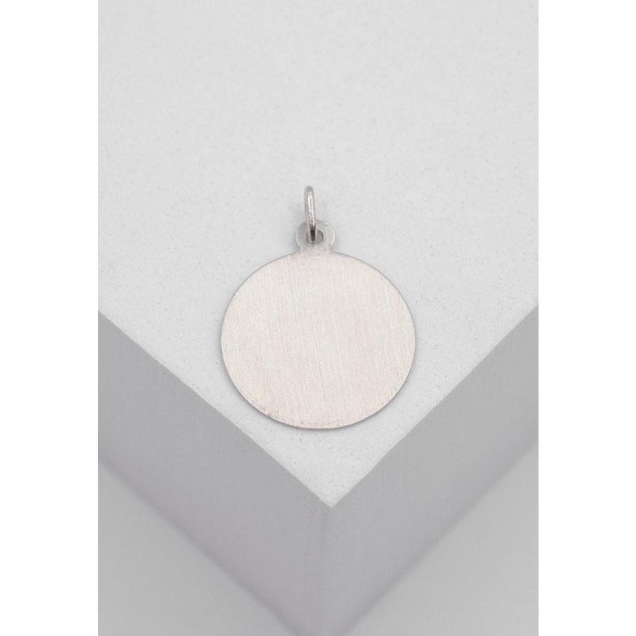 MUAU Schmuck  Anhänger Gravurplatte rund Weissgold 750, 18mm 