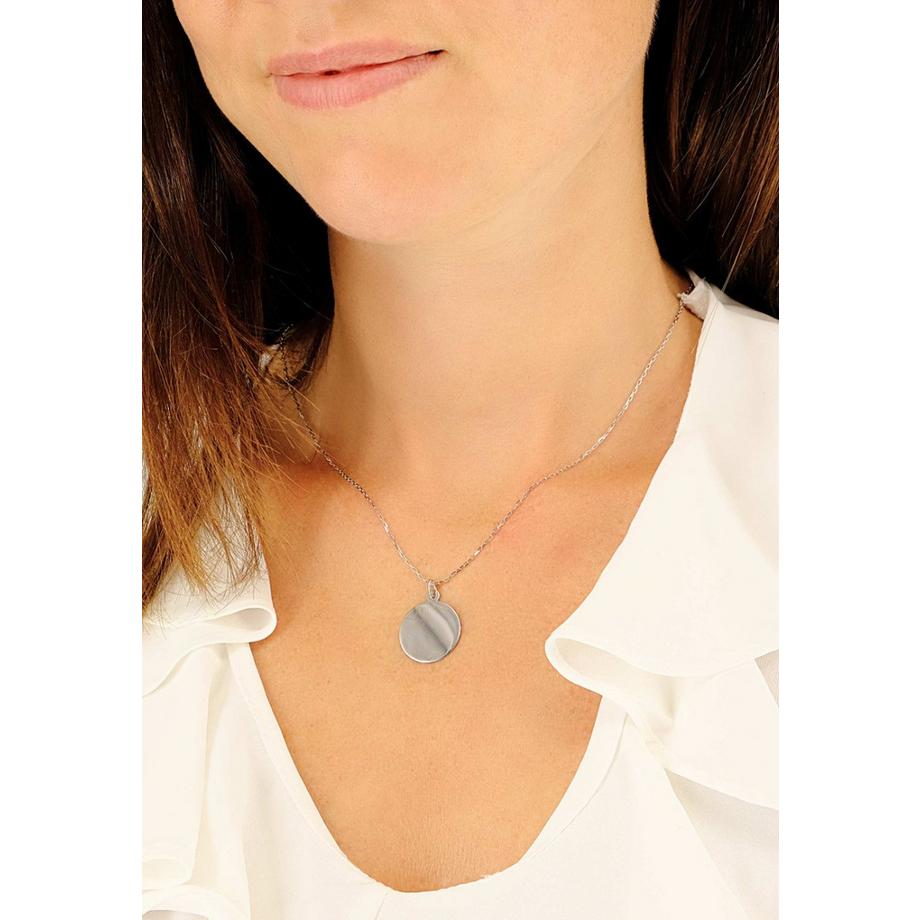 MUAU Schmuck  Anhänger Gravurplatte rund Weissgold 750, 18mm 