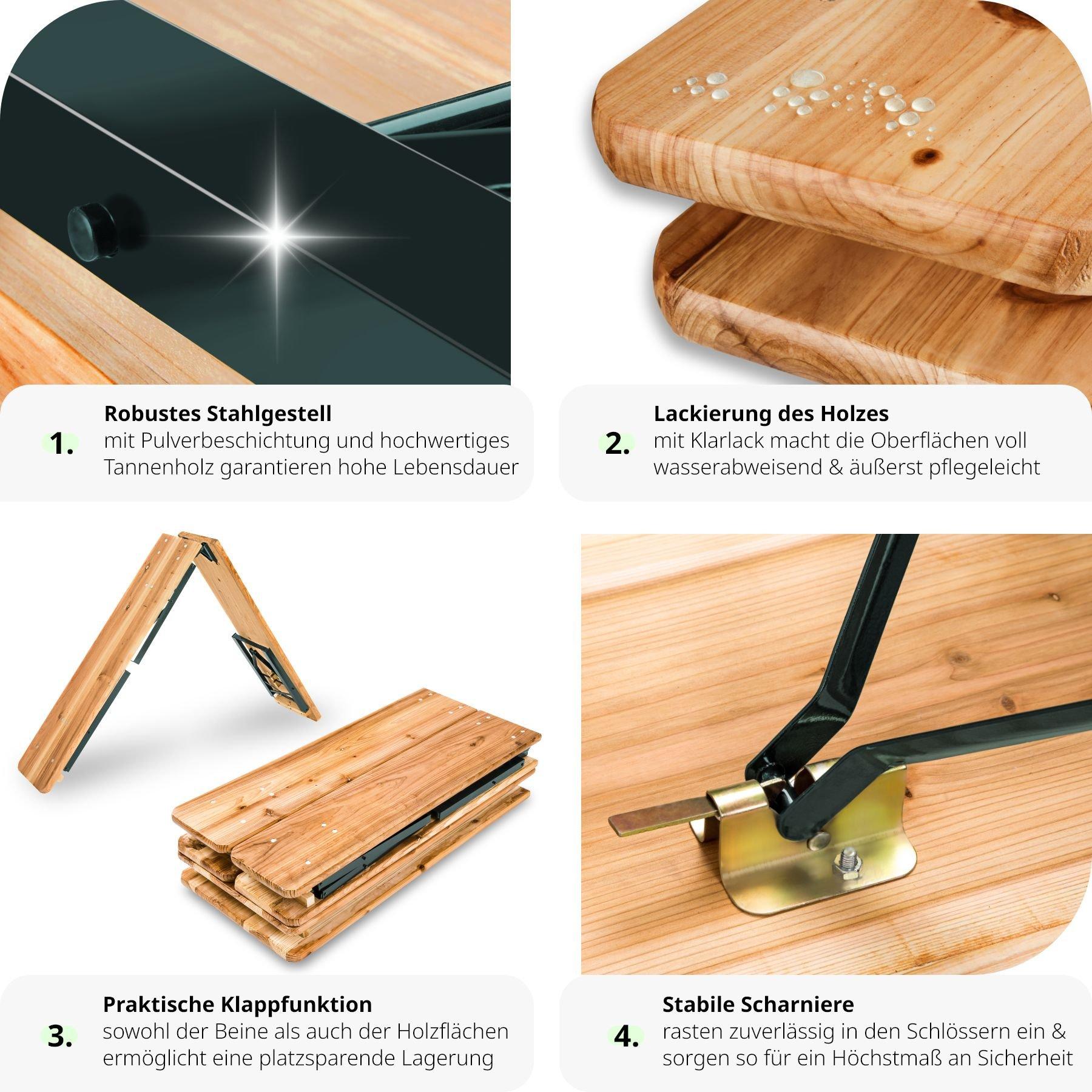 Tectake Bierzeltgarnitur 3-tlg. klappbar  