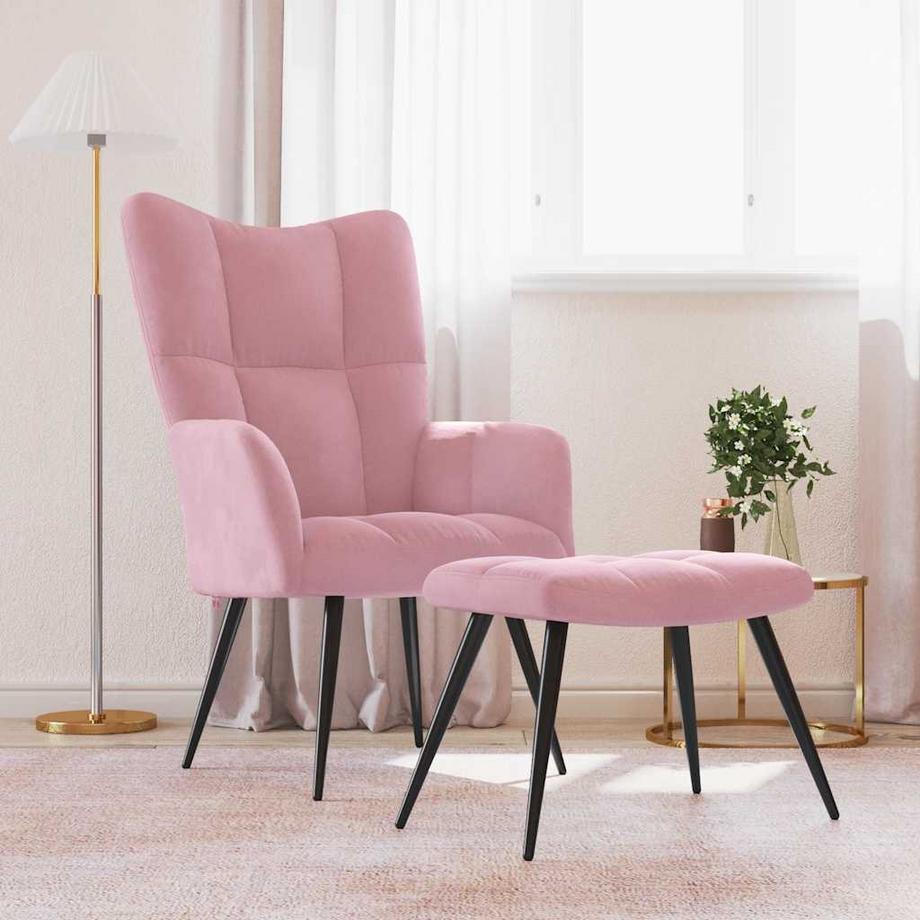 VidaXL Chaise de relaxation avec tabouret velours  