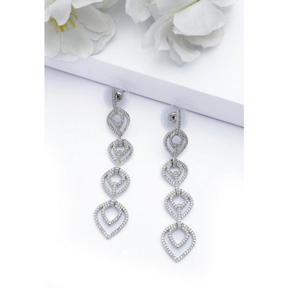 AVANT-GARDE PARIS  Boucles d'oreilles pendantes goutte larme couleur argent 