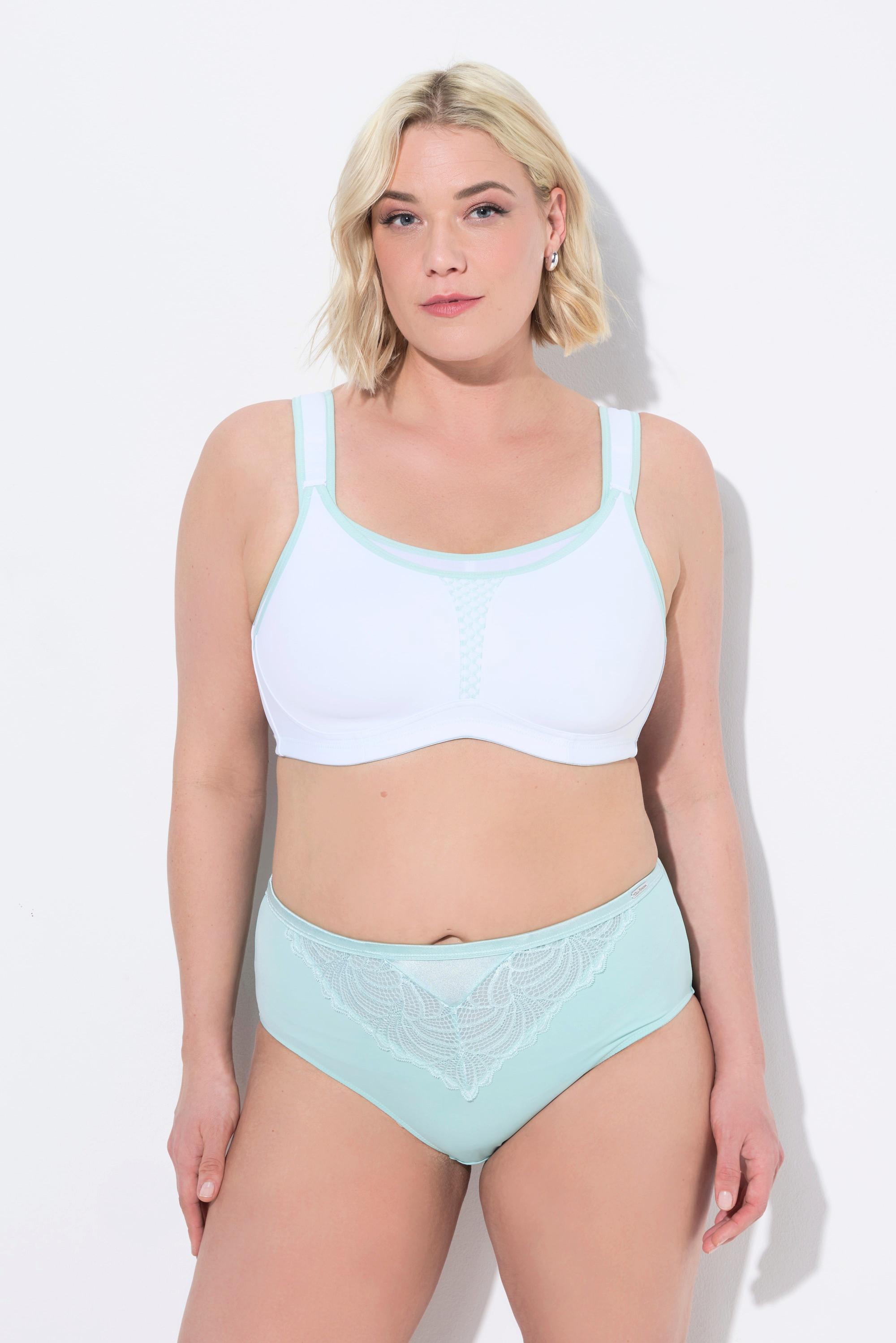 Ulla Popken Reggiseno sportivo senza ferretto microfibra inserto in rete coppa C-D  