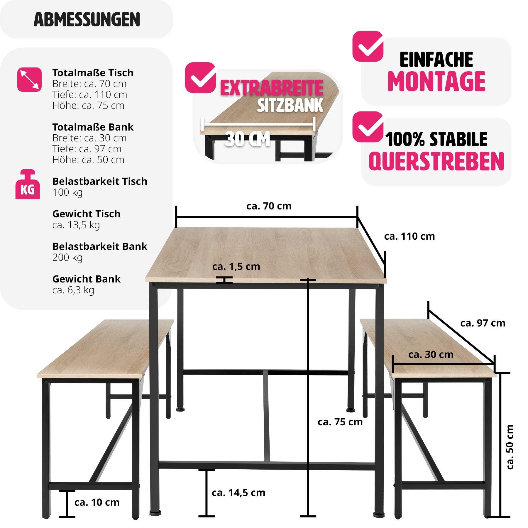 Tectake Set di mobili Bolton 2 + 1  