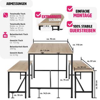 Tectake Set di mobili Bolton 2 + 1  