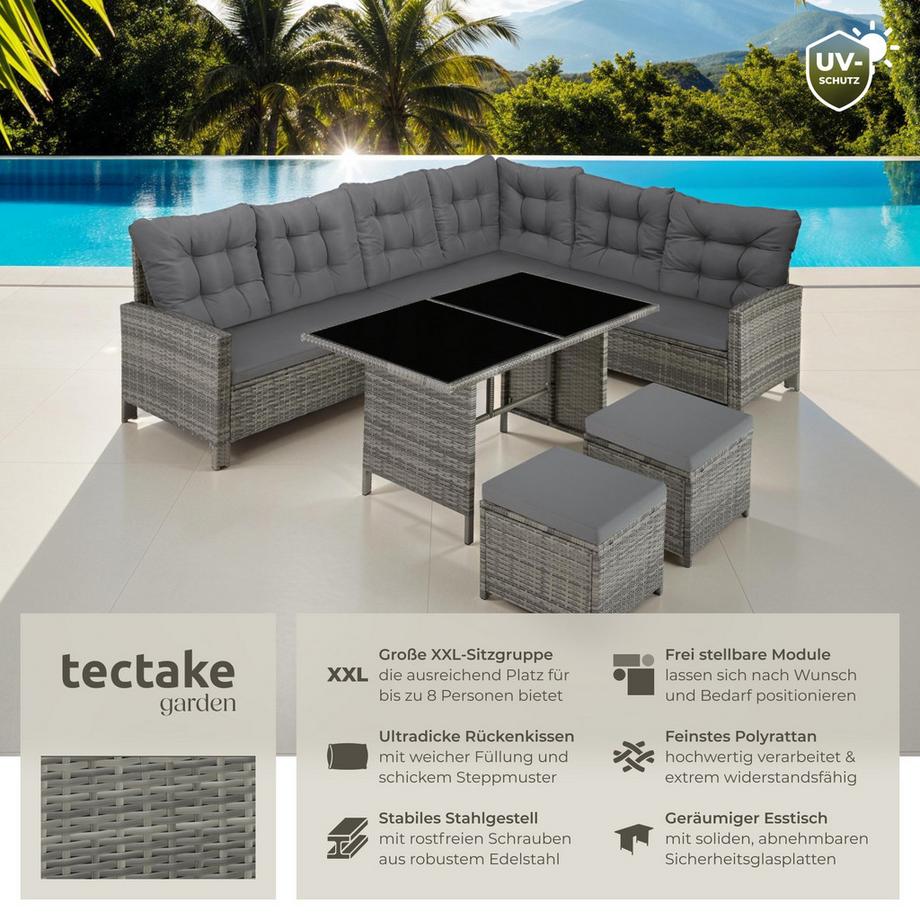 Tectake Rattan Lounge Barletta für 6 bis 8 Personen widerstandsfähig  