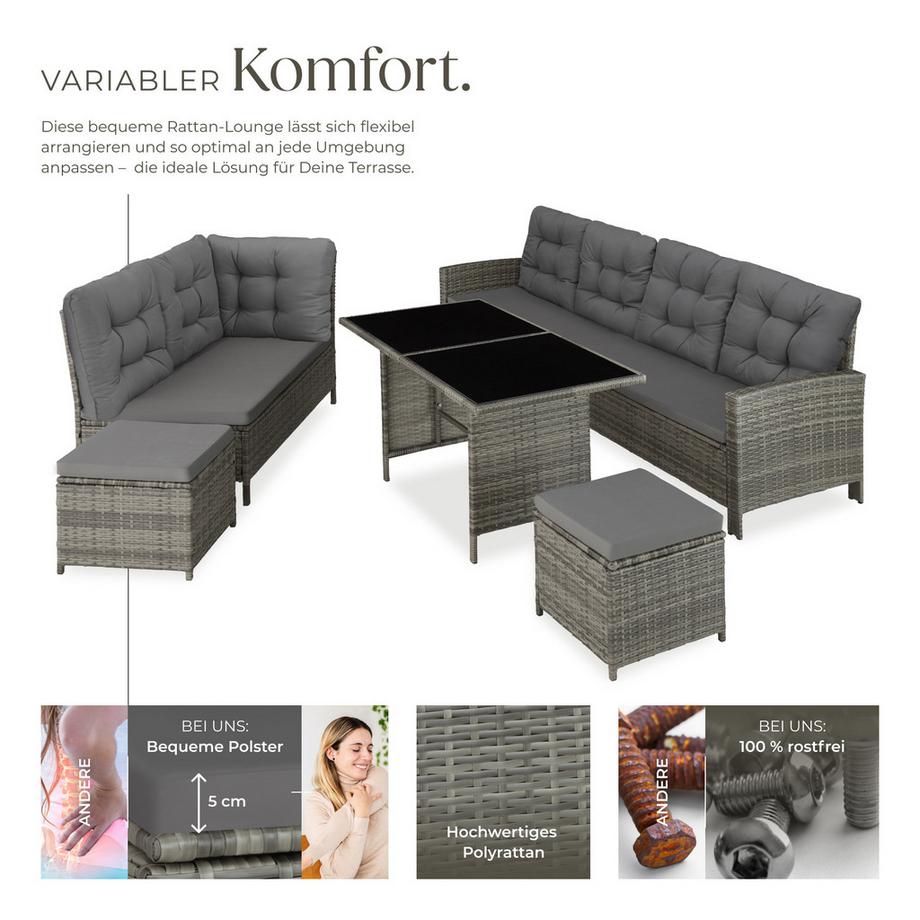 Tectake Rattan Lounge Barletta für 6 bis 8 Personen widerstandsfähig  