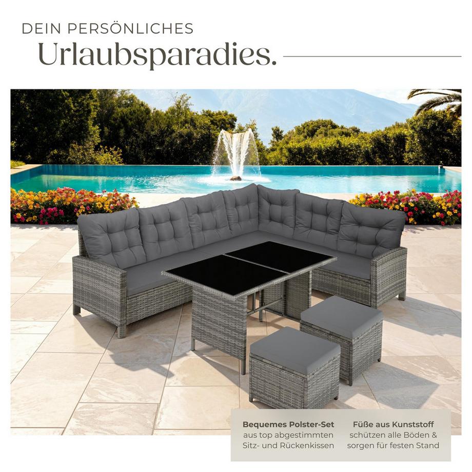 Tectake Rattan Lounge Barletta für 6 bis 8 Personen widerstandsfähig  