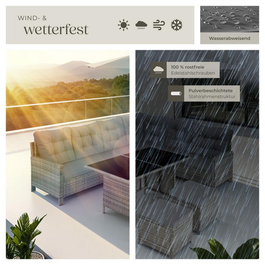 Tectake Rattan Lounge Barletta für 6 bis 8 Personen widerstandsfähig  