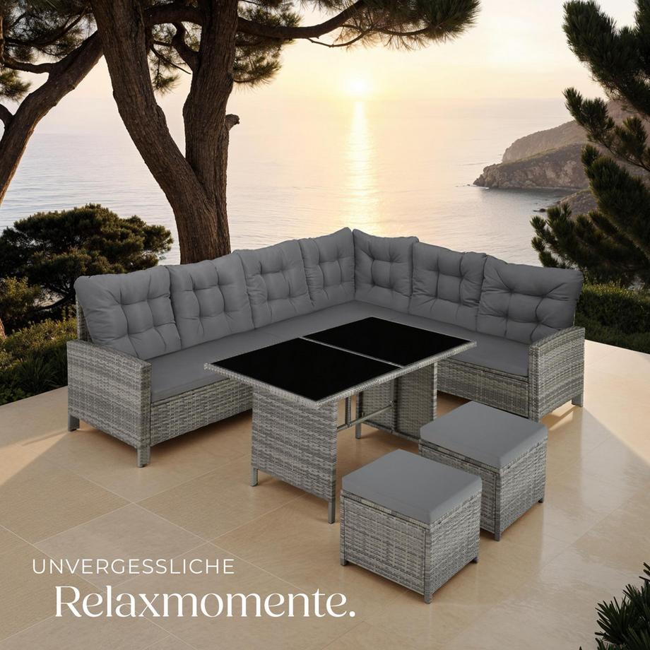 Tectake Rattan Lounge Barletta für 6 bis 8 Personen widerstandsfähig  