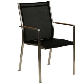 Chaise de jardin en acier inoxydable Florio II en teck noir