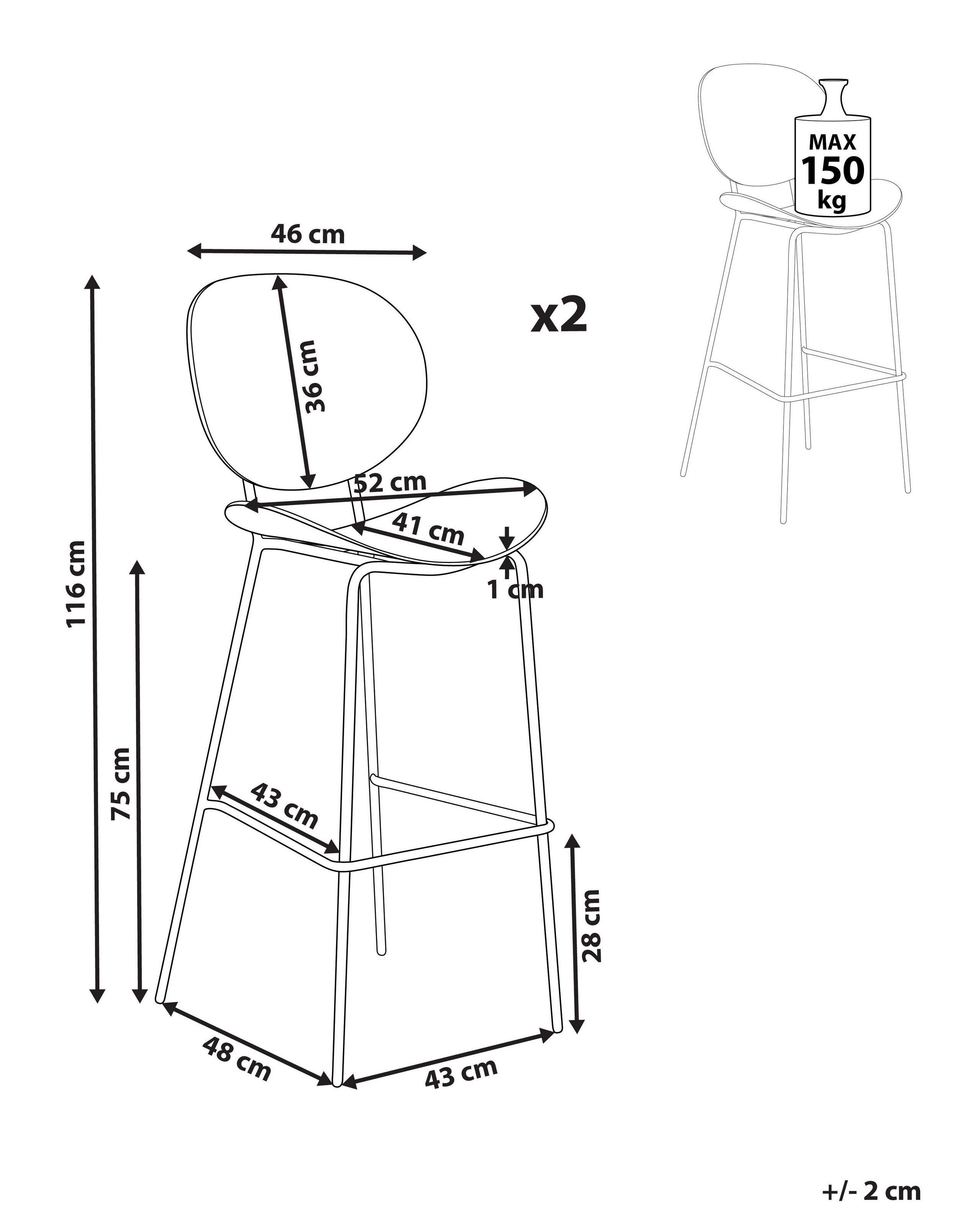 Beliani Lot de 2 chaises de bar en Polypropylène Scandinave SHONTO  