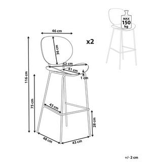 Beliani Lot de 2 chaises de bar en Polypropylène Scandinave SHONTO  