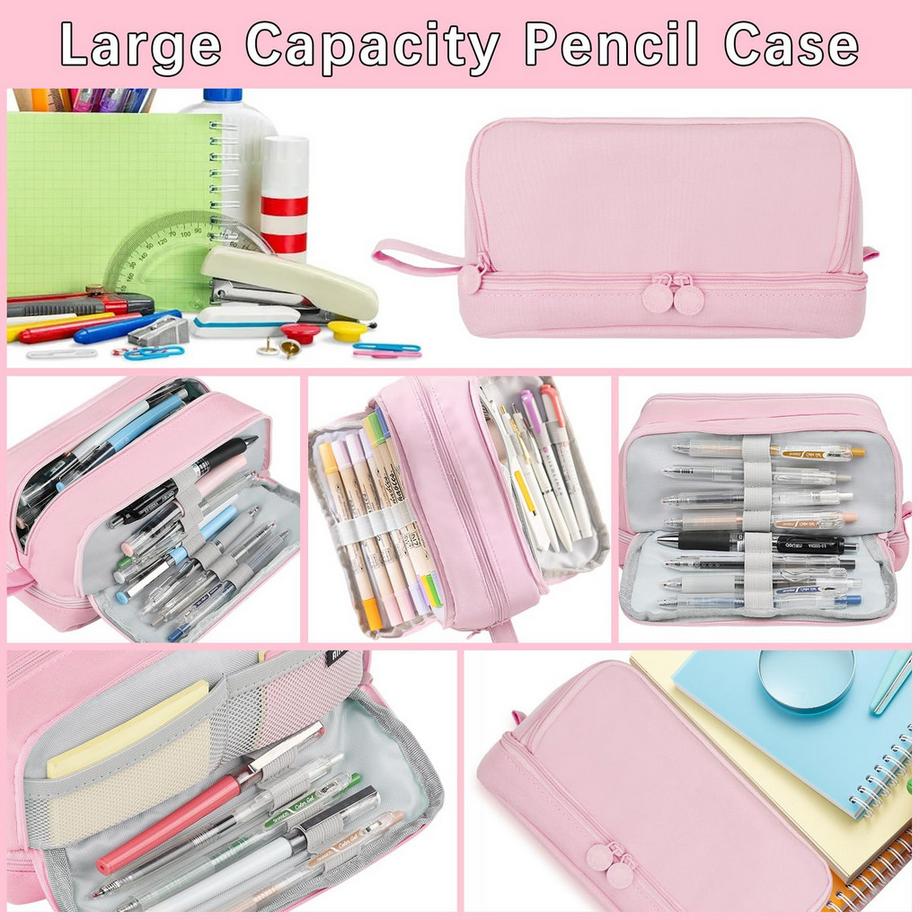 Only-bags.store Trousse à crayons Large avec 3+1 compartiments Trousse à crayons de grande capacité Trousse à crayons pour adolescents  