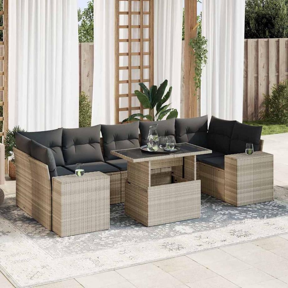 VidaXL Ensemble de canapés de jardin rotin synthétique  