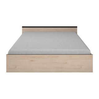 Vente-unique Lit avec rangements 160 x 200 cm - 2 tiroirs et 1 niche - Coloris : Naturel + Sommier - PABLO  