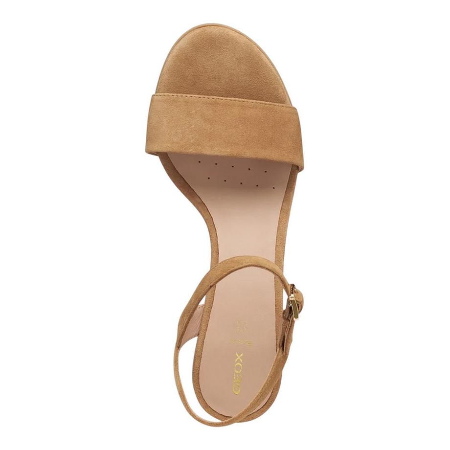 GEOX Aurely Sandali in Pelle Scamosciata con Tacco a Blocco  