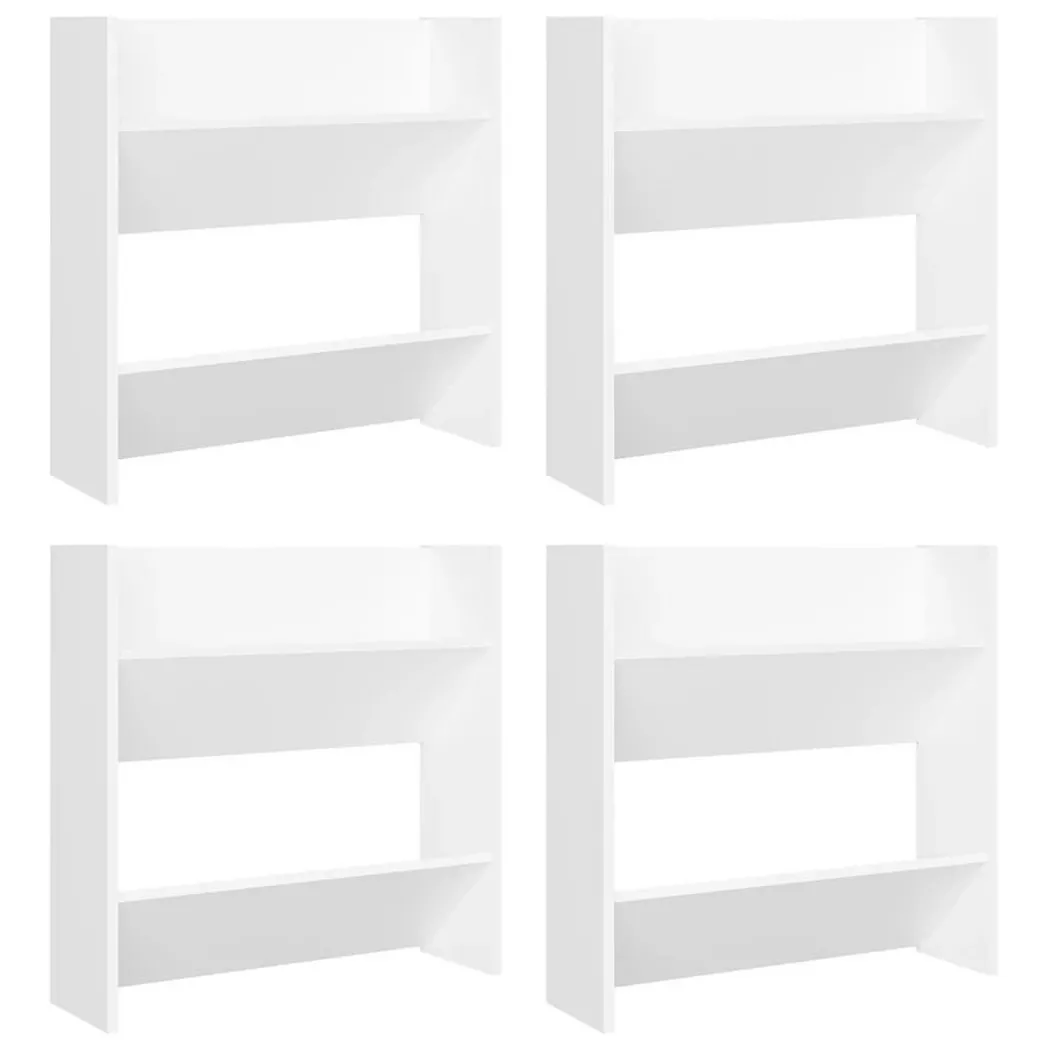 vidaXL Armoires à chaussures murales 4 pcs blanc bois d'ingénierie