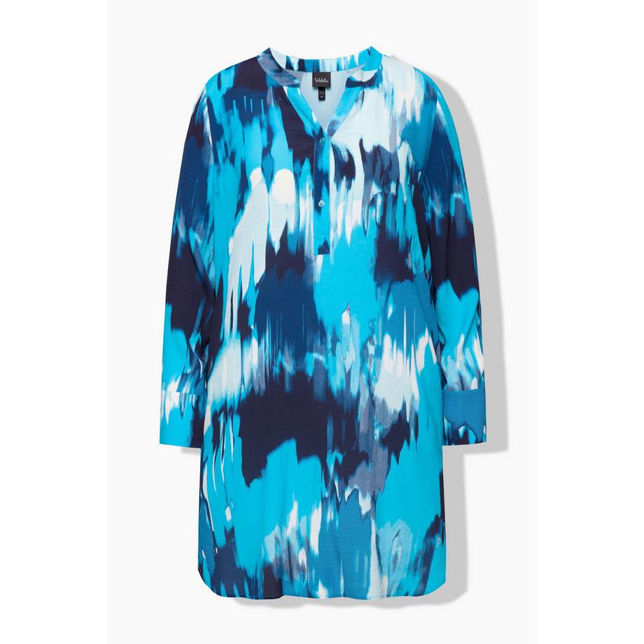 Ulla Popken Longtunika A-Linie Tunika-Ausschnitt Langarm  