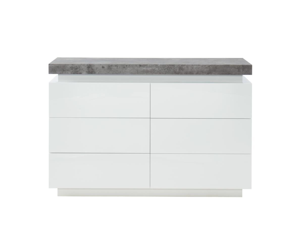 Vente-unique Commode HALO II 6 tiroirs MDF laqué Avec LEDs  béton  