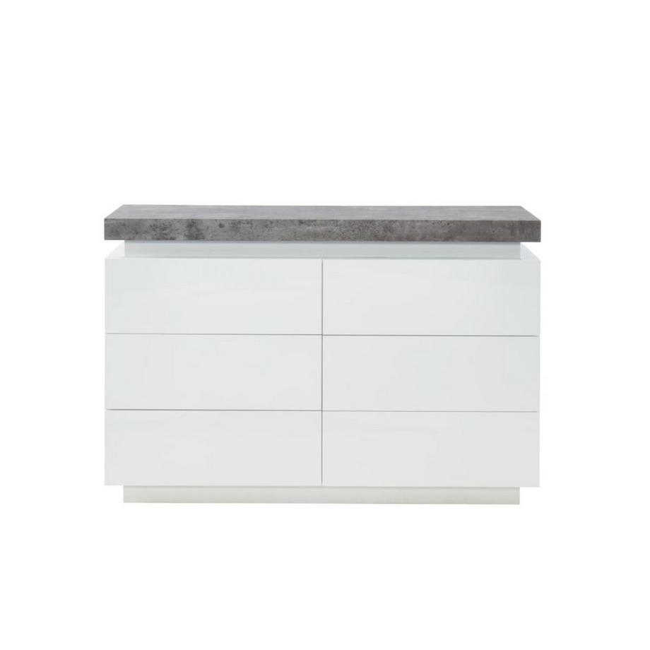 Vente-unique Commode HALO II 6 tiroirs MDF laqué Avec LEDs  béton  