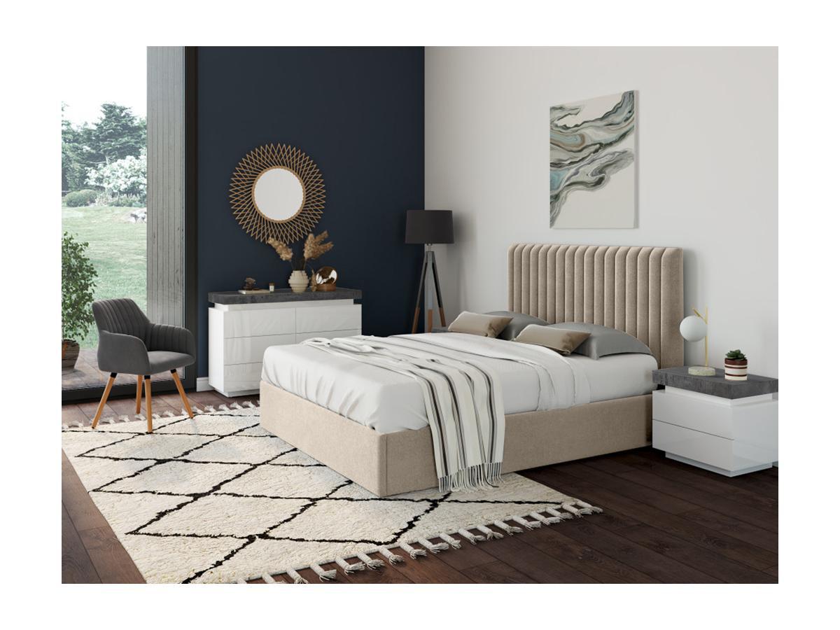 Vente-unique Commode HALO II 6 tiroirs MDF laqué Avec LEDs  béton  