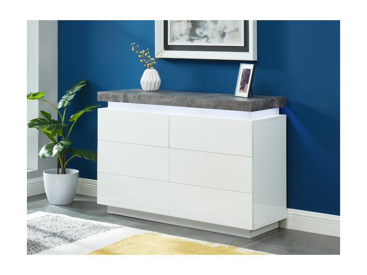 Vente-unique Commode HALO II 6 tiroirs MDF laqué Avec LEDs  béton  