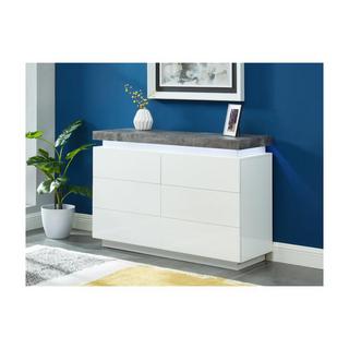 Vente-unique Commode HALO II 6 tiroirs MDF laqué Avec LEDs  béton  