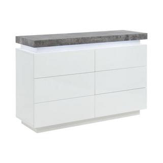 Vente-unique Commode HALO II 6 tiroirs MDF laqué Avec LEDs  béton  