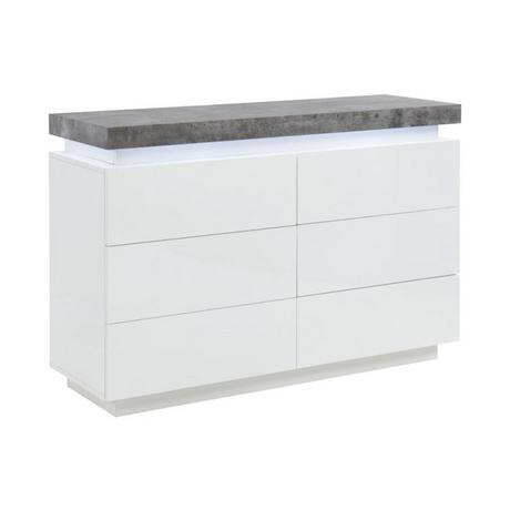 Vente-unique Commode HALO II 6 tiroirs MDF laqué Avec LEDs  béton  