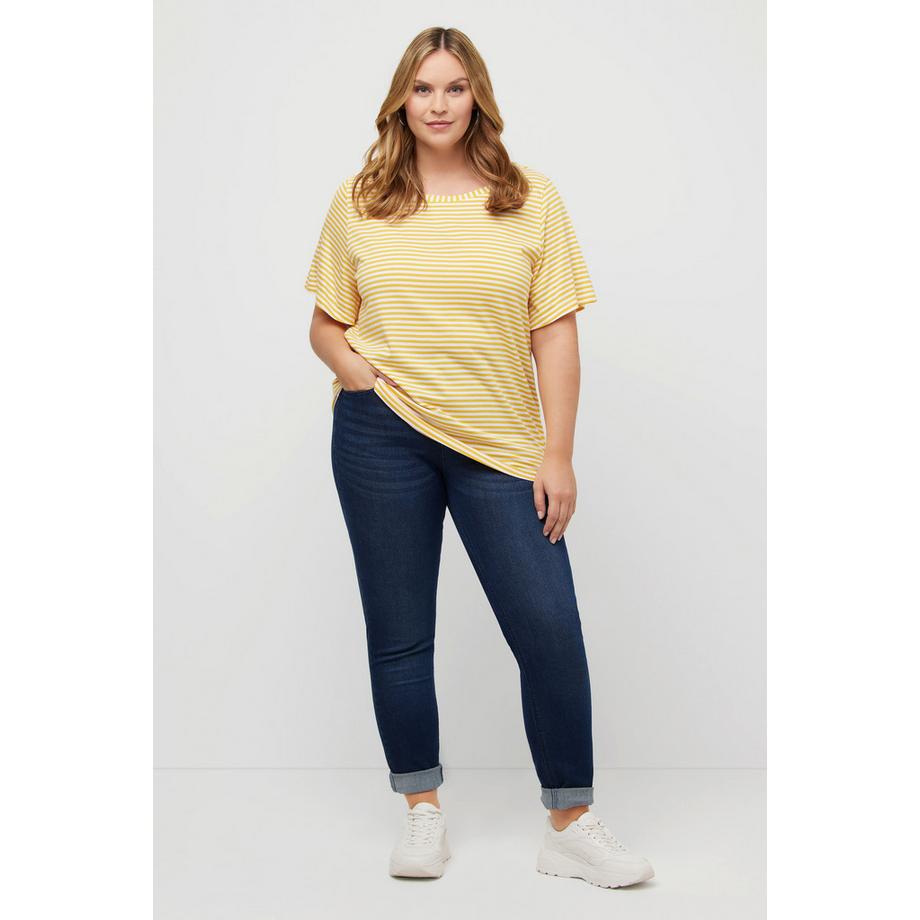 Ulla Popken Scollo a Barca Mezze Maniche ad Aletta T-Shirt  