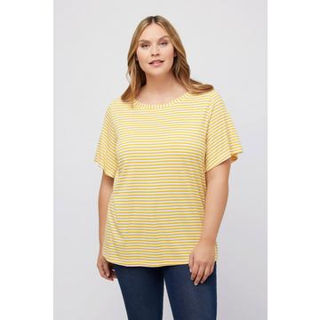 T-shirt con scollo a barca e mezze maniche ad aletta