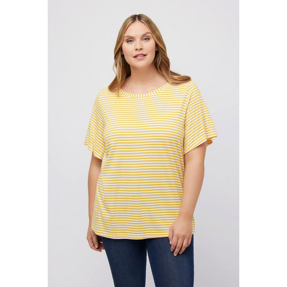 Ulla Popken Scollo a Barca Mezze Maniche ad Aletta T-Shirt  