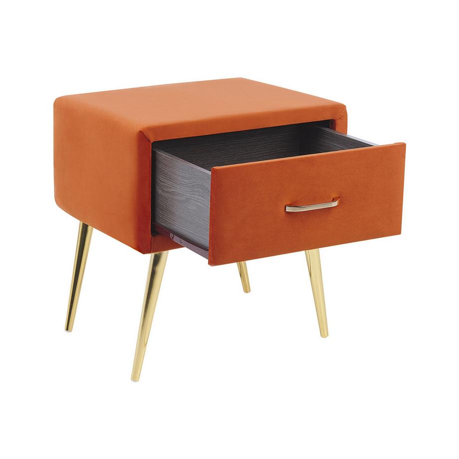 Beliani Nachttisch mit 1 Schublade aus Samtstoff Glamourös FLAYAT  