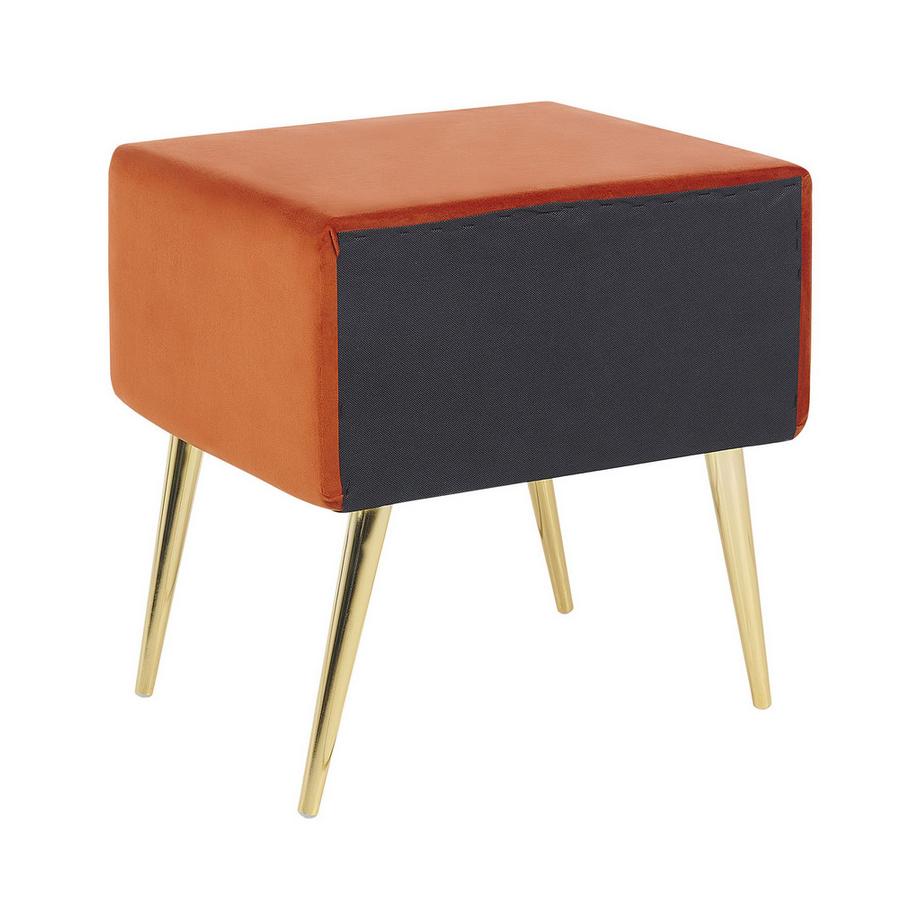 Beliani Nachttisch mit 1 Schublade aus Samtstoff Glamourös FLAYAT  