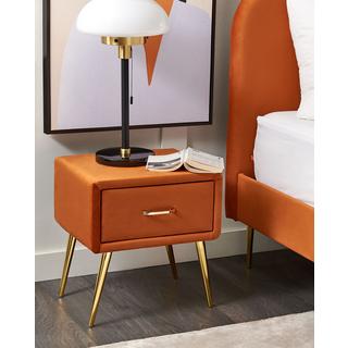 Beliani Table de nuit à 1 tiroir en Velours Glamour FLAYAT  