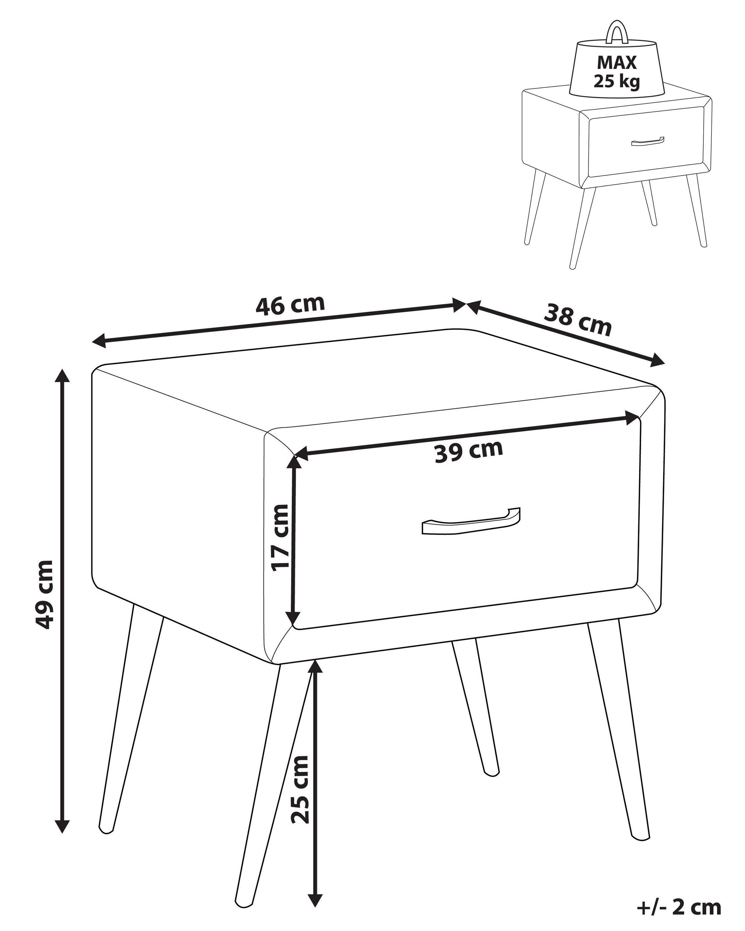 Beliani Table de chevet en Velours Glamour FLAYAT  