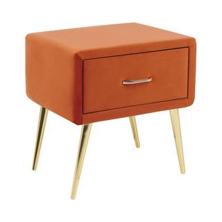 Beliani Table de nuit à 1 tiroir en Velours Glamour FLAYAT  