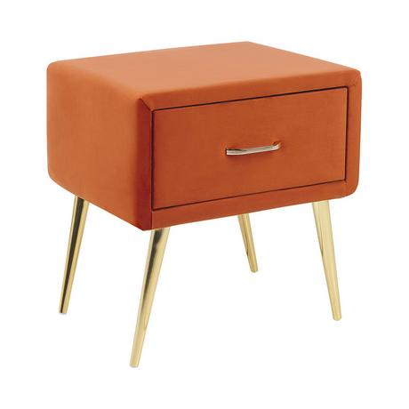 Beliani Table de nuit à 1 tiroir en Velours Glamour FLAYAT  