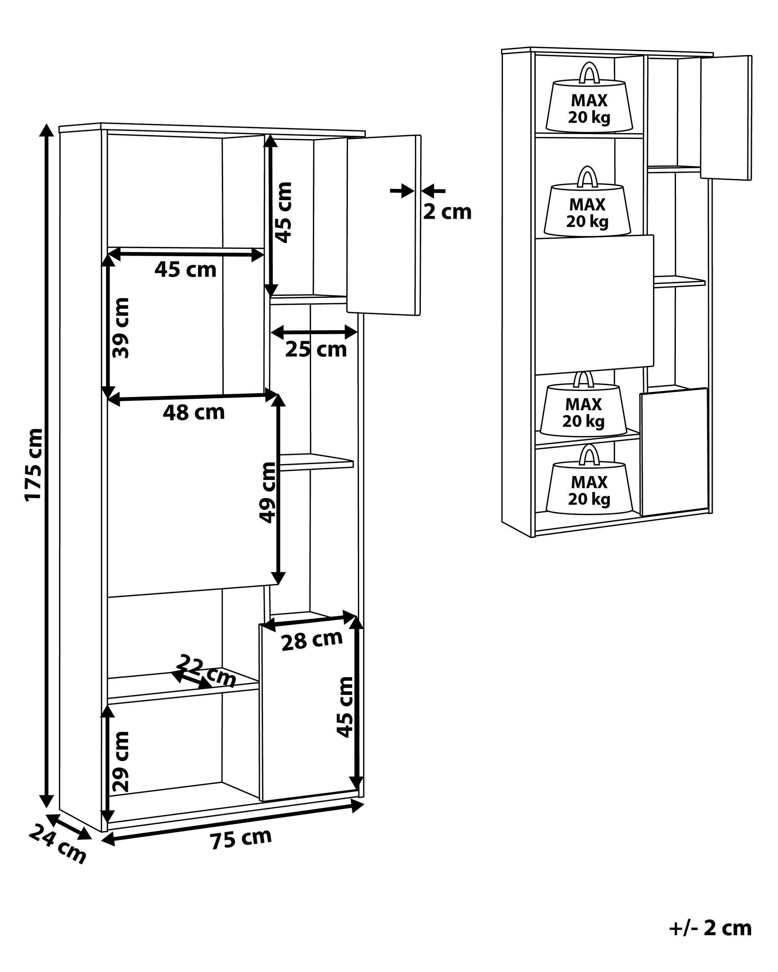 Beliani Bücherschrank aus MDF-Platte Modern GRADA  