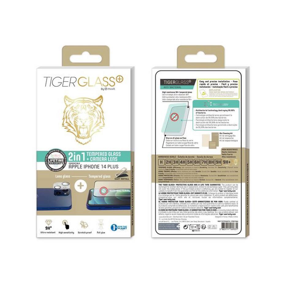 Tiger  Folie iPhone 14 Plus Set + Kamera-Schutz 