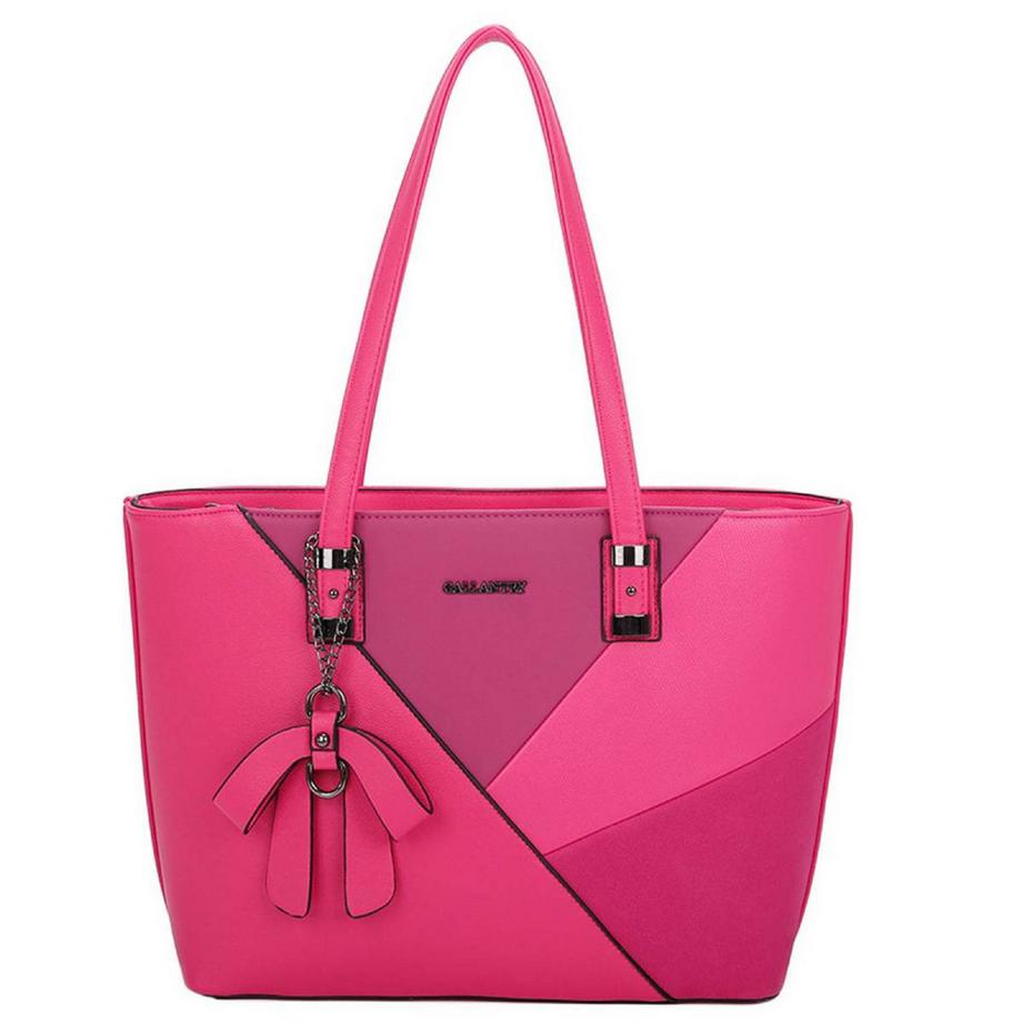 Borsa a Spalla per Donna con Fiocco a Motivo Geometrico
