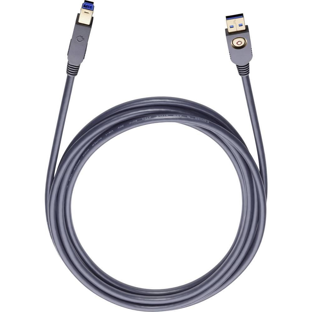 Oehlbach  USB-Kabel USB 3.2 Gen1 (USB 3.0 / USB 3.1 Gen1) USB-A Stecker, USB-B Stecker 5.00 m Schwarz vergoldete 