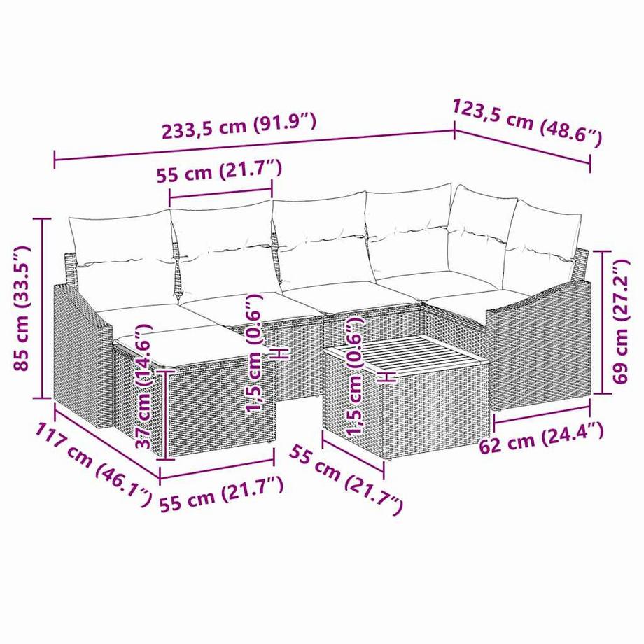 VidaXL Ensemble de canapé de jardin poly rattan  