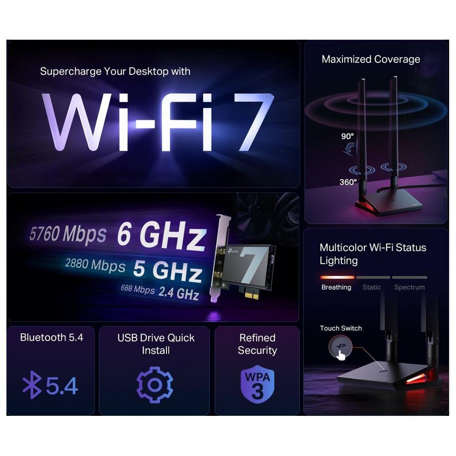 tp link  Adaptateur Wi-Fi 6E PCIe TP-Link Archer TBE550E 